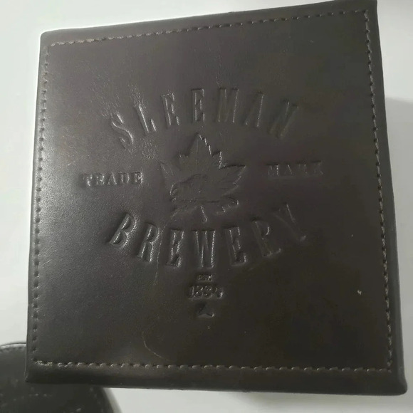 Sleeman Brewery Brown Leather Coasters  Set of Five . - Picture 3 of 9